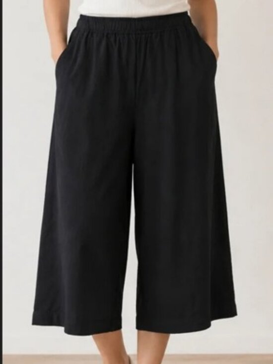 Reitmans Pants - Reitmans wide leg cropped pique knit pants black women's size L NWT